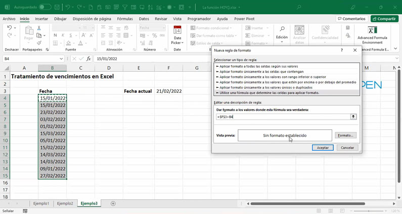 Editar descripción de una regla en Excel